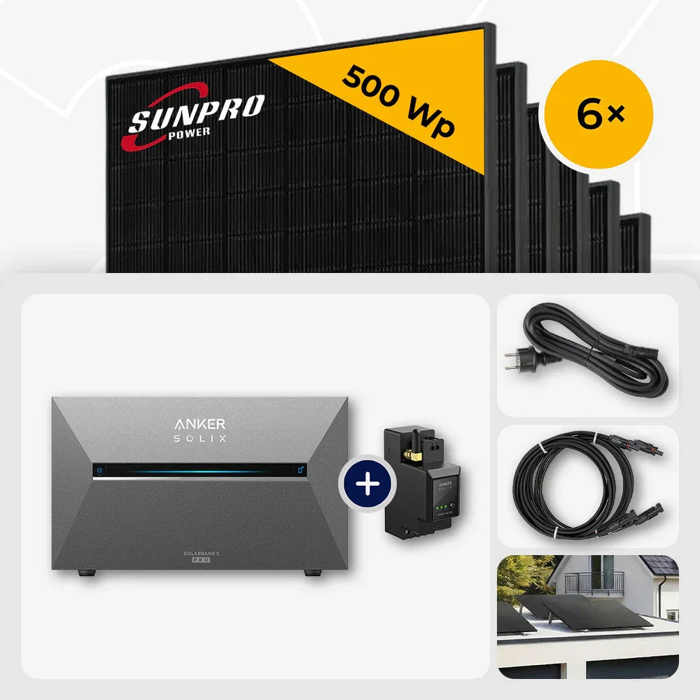 Sunpro 500 Wp Solarmodule, Anker Solix Solarbank, Zubehör