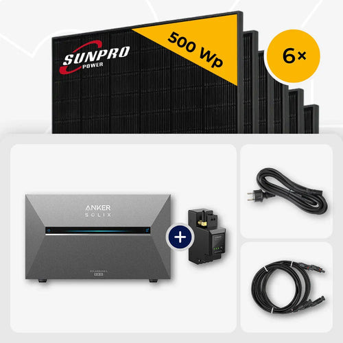 Sunpro 500 Wp Solarmodule, Anker Solix Solarbank 3 Pro