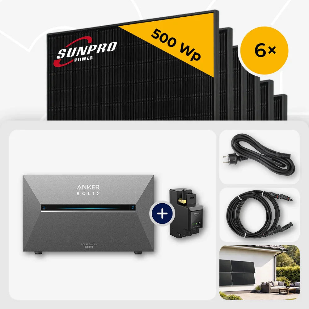 Sunpro 500 Wp Solarmodule, Anker Solix Solarbank 3 Pro