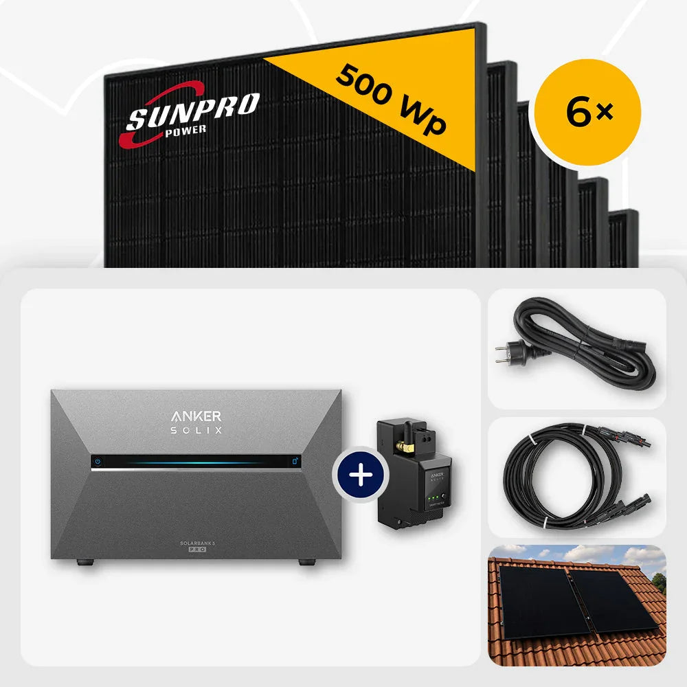 Sunpro 500 Wp, Anker Solix Solarbank, 6x Module
