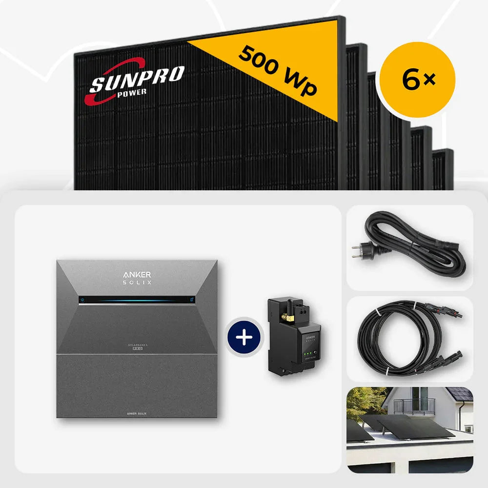 Sunpro 500 Wp Solarmodule, Anker Solix Solarbank Set
