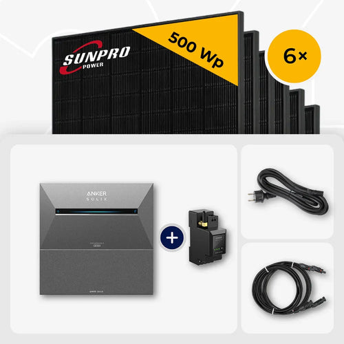 Sunpro 500 Wp Full Black Solarpanel Set, Anker Solix Solarbank
