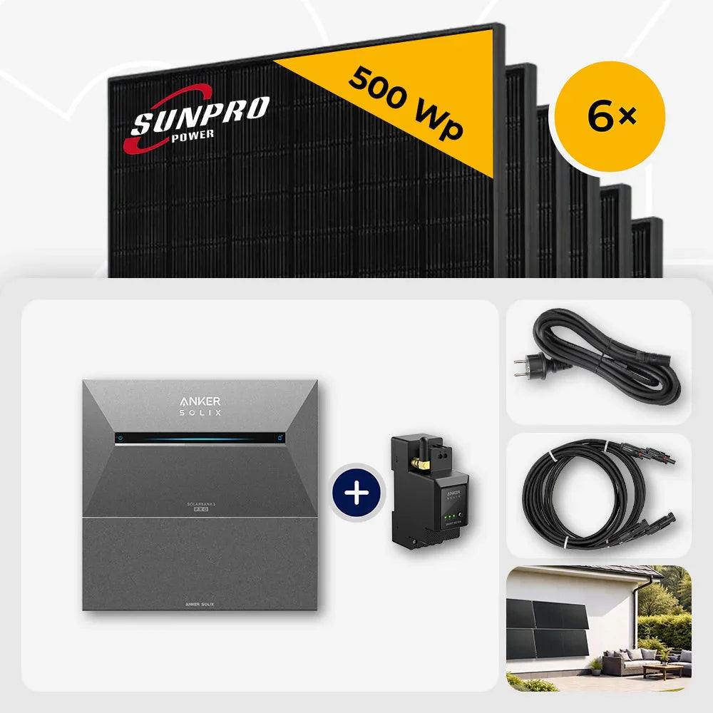 Sunpro 500 Wp Solarmodul, Anker Solix Speicher