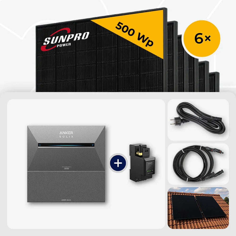 Sunpro 500 Wp Solarmodule, Anker Solix Solarbank Set