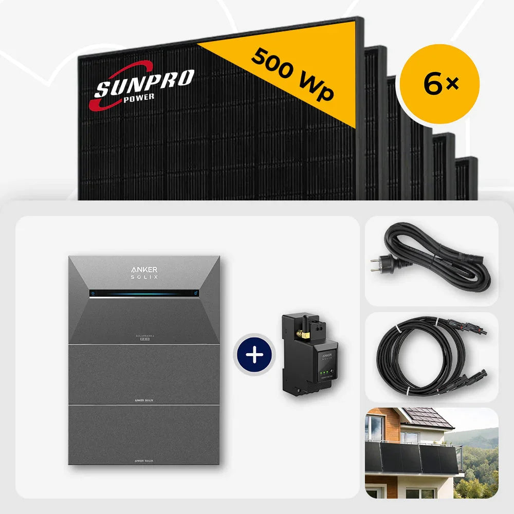 Sunpro 500 Wp Solarmodule, Anker Solix Solarbank, Zubehör