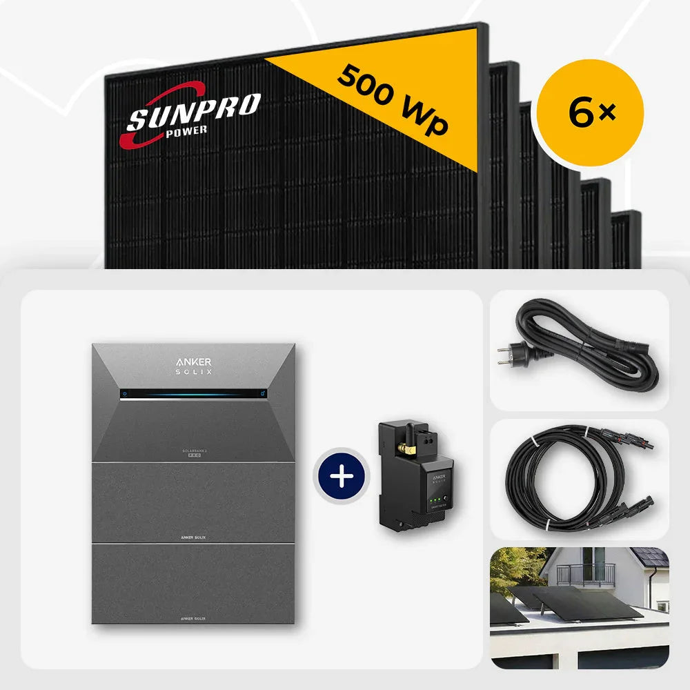 Sunpro 500 Wp Solarmodule, Anker Solix Solarbank, Zubehör