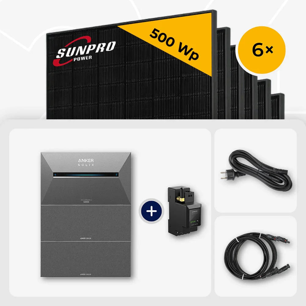 Sunpro 500 Wp Full Black, Anker Solix 8,04 kWh