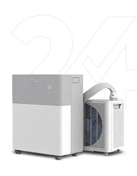 Mobile Klimaanlage mit Außengerät, weiß-grau, modernes Design