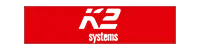 K2 Systems Logo auf rotem Hintergrund